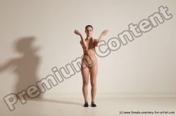 Nude Gymnastic poses Woman White Slim long brown Dancing Dynamic poses Pinup