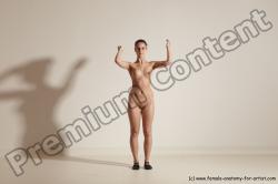 Nude Gymnastic poses Woman White Slim long brown Dancing Dynamic poses Pinup