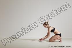 Underwear Gymnastic poses Woman White Slim long blond Dancing Dynamic poses Academic