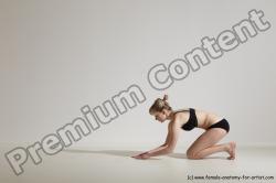 Underwear Gymnastic poses Woman White Slim long blond Dancing Dynamic poses Academic