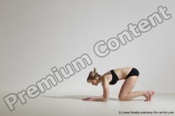 Underwear Gymnastic poses Woman White Slim long blond Dancing Dynamic poses Academic