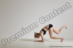 Underwear Gymnastic poses Woman White Slim long blond Dancing Dynamic poses Academic