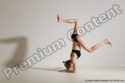 Underwear Gymnastic poses Woman White Slim long blond Dancing Dynamic poses Academic