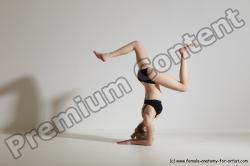 Underwear Gymnastic poses Woman White Slim long blond Dancing Dynamic poses Academic