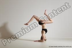 Underwear Gymnastic poses Woman White Slim long blond Dancing Dynamic poses Academic