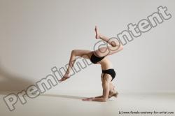 Underwear Gymnastic poses Woman White Slim long blond Dancing Dynamic poses Academic