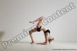 Underwear Gymnastic poses Woman White Slim long blond Dancing Dynamic poses Academic