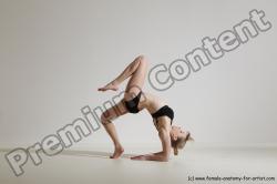 Underwear Gymnastic poses Woman White Slim long blond Dancing Dynamic poses Academic