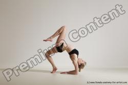 Underwear Gymnastic poses Woman White Slim long blond Dancing Dynamic poses Academic