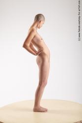 Nude Woman White Standing poses - ALL Slim bald Standing poses - simple Pinup