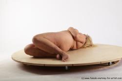 Nude Woman White Laying poses - ALL Overweight Laying poses - on back medium blond Pinup