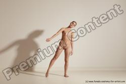 Nude Woman White Slim long brown Dancing Dynamic poses Pinup