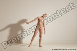 Nude Woman White Slim long brown Dancing Dynamic poses Pinup