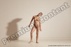 Nude Woman White Slim long brown Dancing Dynamic poses Pinup