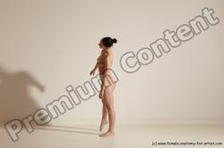 Nude Woman White Slim long brown Dancing Dynamic poses Pinup