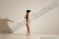 Nude Woman White Slim long brown Dancing Dynamic poses Pinup