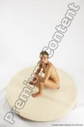 Nude Woman White Kneeling poses - ALL Slim Kneeling poses - on one knee long blond Multi angle poses Pinup