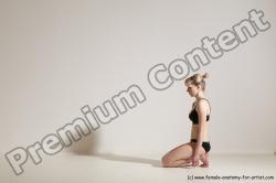 Underwear Gymnastic poses Woman White Slim long blond Dancing Dynamic poses Academic