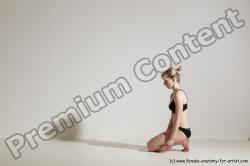 Underwear Gymnastic poses Woman White Slim long blond Dancing Dynamic poses Academic