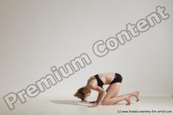 Underwear Gymnastic poses Woman White Slim long blond Dancing Dynamic poses Academic