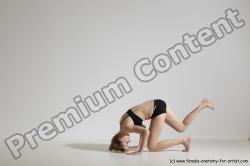 Underwear Gymnastic poses Woman White Slim long blond Dancing Dynamic poses Academic