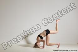 Underwear Gymnastic poses Woman White Slim long blond Dancing Dynamic poses Academic