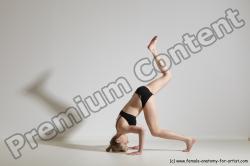 Underwear Gymnastic poses Woman White Slim long blond Dancing Dynamic poses Academic