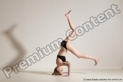 Underwear Gymnastic poses Woman White Slim long blond Dancing Dynamic poses Academic