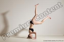 Underwear Gymnastic poses Woman White Slim long blond Dancing Dynamic poses Academic