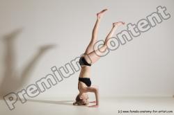 Underwear Gymnastic poses Woman White Slim long blond Dancing Dynamic poses Academic