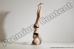 Underwear Gymnastic poses Woman White Slim long blond Dancing Dynamic poses Academic