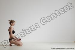 Underwear Gymnastic poses Woman White Slim long blond Dancing Dynamic poses Academic