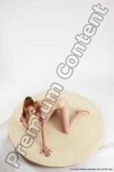 Nude Woman White Kneeling poses - ALL Slim Kneeling poses - on both knees long red Multi angle poses Pinup