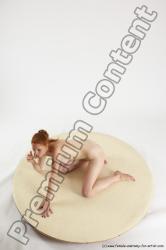 Nude Woman White Kneeling poses - ALL Slim Kneeling poses - on both knees long red Multi angle poses Pinup