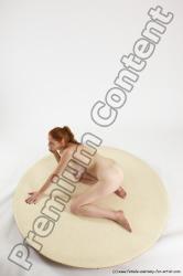 Nude Woman White Kneeling poses - ALL Slim Kneeling poses - on both knees long red Multi angle poses Pinup