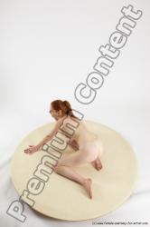 Nude Woman White Kneeling poses - ALL Slim Kneeling poses - on both knees long red Multi angle poses Pinup