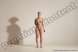 Nude Woman White Slim long brown Dancing Dynamic poses Pinup