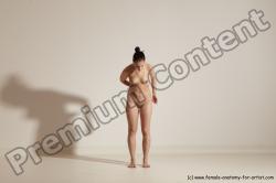 Nude Woman White Slim long brown Dancing Dynamic poses Pinup