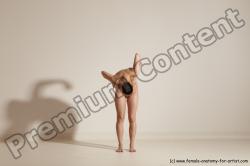 Nude Woman White Slim long brown Dancing Dynamic poses Pinup