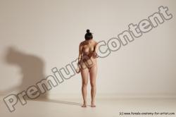 Nude Woman White Slim long brown Dancing Dynamic poses Pinup