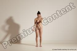 Nude Woman White Slim long brown Dancing Dynamic poses Pinup