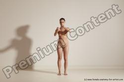 Nude Woman White Slim long brown Dancing Dynamic poses Pinup