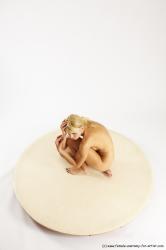 Nude Woman White Kneeling poses - ALL Slim Kneeling poses - on one knee long blond Multi angle poses Pinup