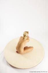 Nude Woman White Kneeling poses - ALL Slim Kneeling poses - on one knee long blond Multi angle poses Pinup