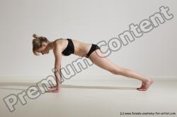 Underwear Gymnastic poses Woman White Moving poses Slim long blond Dynamic poses Academic