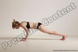 Underwear Gymnastic poses Woman White Moving poses Slim long blond Dynamic poses Academic