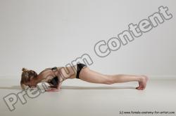 Underwear Gymnastic poses Woman White Moving poses Slim long blond Dynamic poses Academic