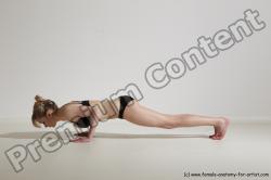 Underwear Gymnastic poses Woman White Moving poses Slim long blond Dynamic poses Academic