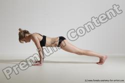 Underwear Gymnastic poses Woman White Moving poses Slim long blond Dynamic poses Academic