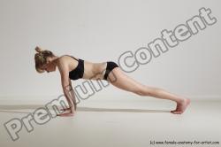 Underwear Gymnastic poses Woman White Moving poses Slim long blond Dynamic poses Academic